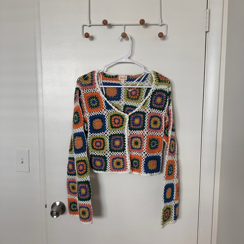 Colorful Ghanda Crochet Patchwork Women’s Sweater - Multicolor